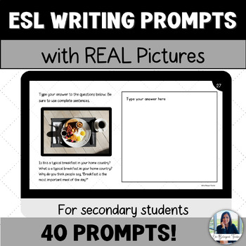 Preview of ESL Bell Ringers Writing Prompts with Pictures | Middle & High School | Digital