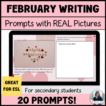Preview of ESL Bell Ringers Writing Prompts with Pictures for February
