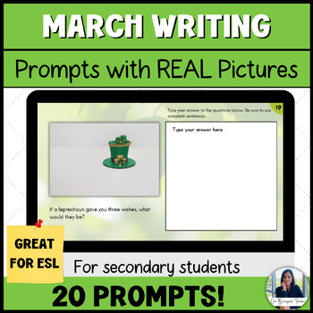 Preview of ESL Bell Ringers | Writing Journal Prompts with Pictures for March & Spring