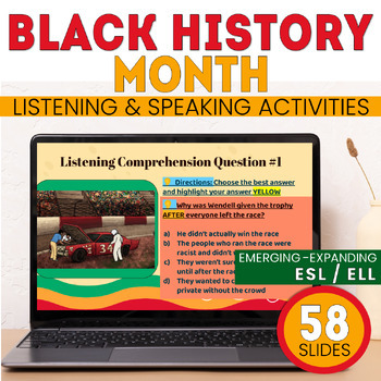 Preview of ESL Black History Month - Listening & Speaking - Sub Plans - Secondary ELL