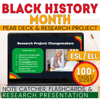 Preview of ESL Black History Month Research Project - Pear Deck - Secondary ELL