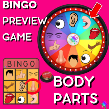 Preview of ESL Body Part Vocabulary Bingo Preview  Game-Fun ESL activity, internet activity