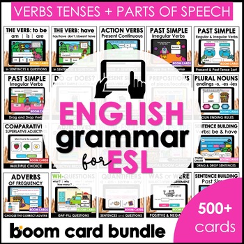 Preview of ESL Boom Card™ Bundle |  Verb Tenses, Parts of Speech and Vocabulary
