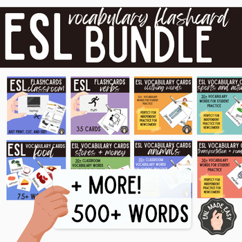 Preview of ESL Newcomer Vocabulary Picture Flashcards 500+ Words!