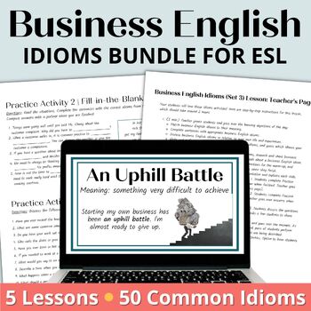 Preview of Business English Idioms Worksheets - Figurative Language Worksheets Adult ESL