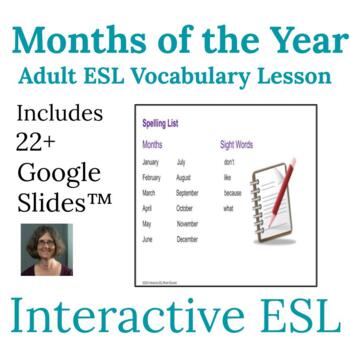 Preview of ESL Calendar and Months of the Year Vocabulary and Spelling Lesson for Adults