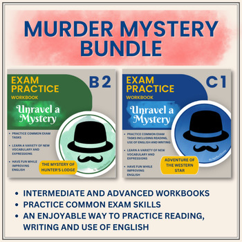 Preview of ESL Cambridge Exam Murder Mystery Workbooks | Reading, Writing & Use of English