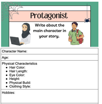 Preview of ESL Character Descirption Organizer for Scary Stories--Protagonist/antagonist