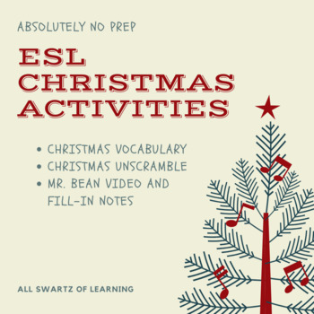 Preview of ESL Christmas Activities: Vocab, Engaging Video, and Word Unscramble