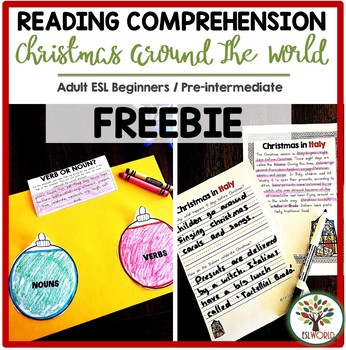 Preview of Christmas Reading Comprehension Around the World - ESL Activity Free
