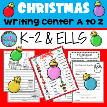 Preview of ESL Christmas Writing Center A to Z Preschool Kindergarten First Second Grade