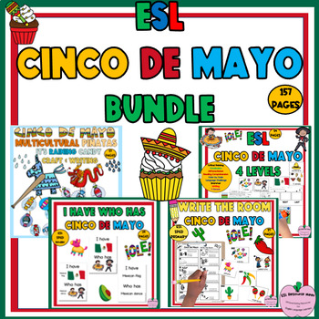 Preview of ESL Cinco De Mayo Newcomer Reading Writing Vocabulary Activities Games Bundle