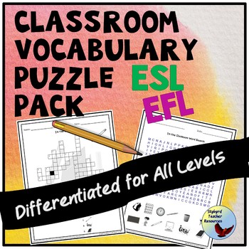 Preview of ESL Newcomers ESL Games Classroom Vocabulary Puzzle Pack