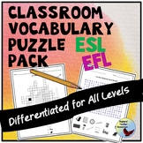 ESL Newcomers ESL Games Classroom Vocabulary Puzzle Pack