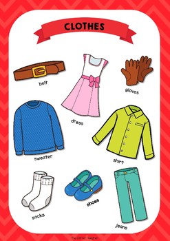 ESL Clothes vocabulary posters for years 3 & 4 by Glitter Teacher