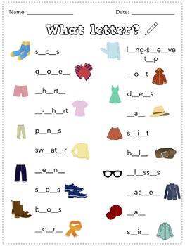 ESL Clothes worksheet - What letter? by PinkRoseBud
