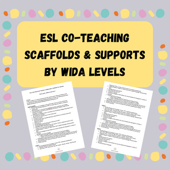 Preview of ESL Co-Teaching Scaffolds and Supports by WIDA Levels
