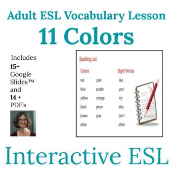 Preview of ESL Color Vocabulary and Spelling Lesson Bundle for Adults