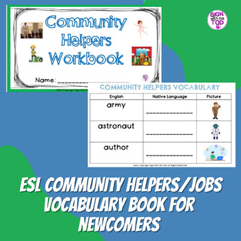 Preview of ESL Community Helpers Vocabulary Book for Newcomers