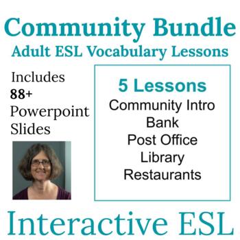 Preview of ESL Community Unit Bundle Vocabulary and Spelling Lessons
