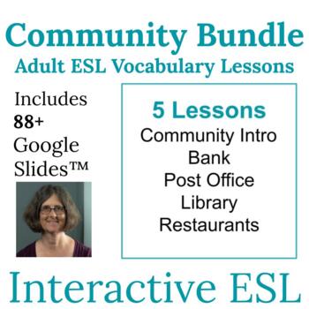 Preview of ESL Community Unit Vocabulary and Spelling Bundle for Adults