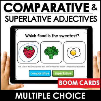 Preview of ESL Comparative & Superlative Adjective BOOM CARDS™ 
