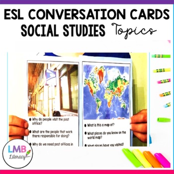 Preview of ESL Conversation Cards, Nonfiction Social Studies Conversation Topics for ELLs