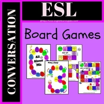 esl conversation speaking board games pack by englishlearninglab