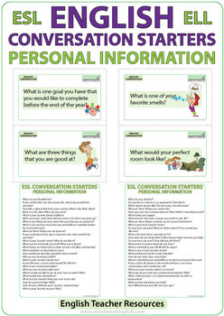 english 5 for grade vocabulary ESL Conversation  Information Personal Starters by