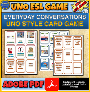 Preview of ESL Conversations: UNO styled Card Game: English As A Second Language