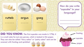 esl cupcake recipe lesson by jenn myers education tpt