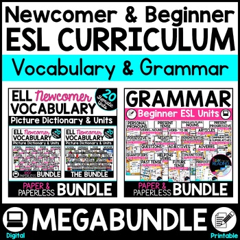 Preview of ESL Curriculum, Vocabulary and Grammar Activities for Newcomer and Beginner ELs