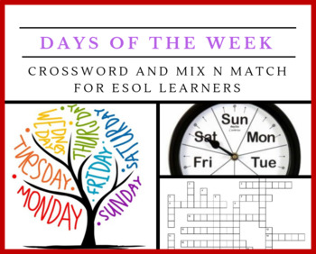 Preview of Days of the Week Crossword and Mix N Match Worksheet