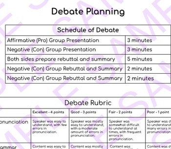 Preview of ESL Debate Planning Page - No Prep 