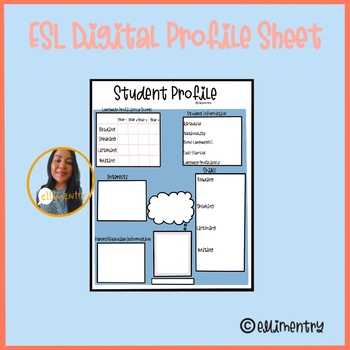 Preview of ESL Digital Student Profile Sheet