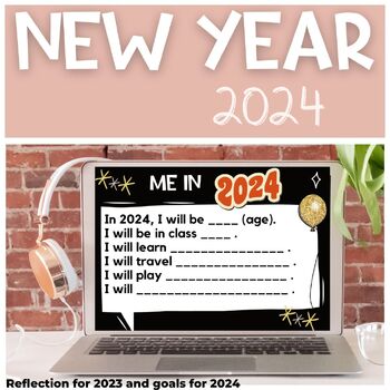 Preview of New Year's Activities 2024 BOOM CARDS Resolutions Goal Setting EFL ESL ELL