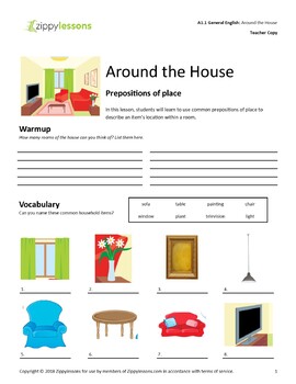 Objects and Parts of the House Vocabulary: A Lesson Plan for ESL