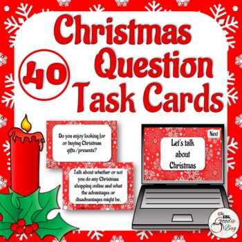 Preview of ESL/EFL Christmas Conversation Cards For Teens & Adults