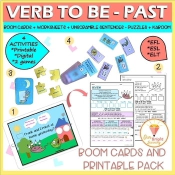 Preview of ESL | EFL | ESOL | Verb To Be | Past Simple | BOOM Cards | Worksheets | Game