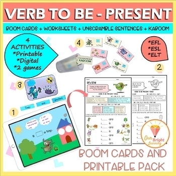 Preview of ESL | EFL | ESOL | Verb To Be | Present Tense | BOOM Cards | Worksheets | Game
