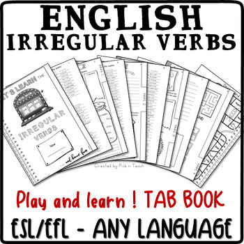 Preview of ESL EFL ESOL irregular past tense verbs - fun TAB  BOOK for ANY language