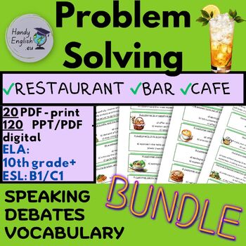 Preview of At the Restaurant Problem Solving Functional Language BUNDLE ESL ELA ELL