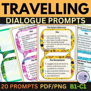 Preview of ESL ELA Travelling Summer Vacation Intermediate Dialogue Prompts Speaking
