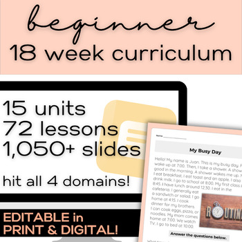 Preview of ESL Teen & Adult Full Curriculum (18+ Weeks) | Newcomers & Beginners