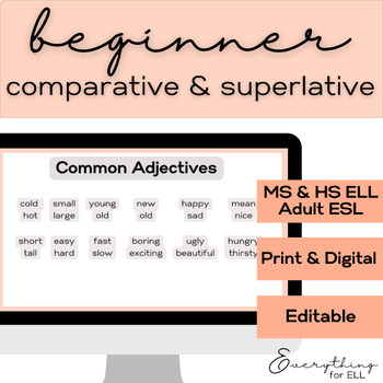 Preview of ESL-ELD Beginner & Newcomer (A1) | Comparatives & Superlatives with Food Vocab.