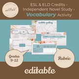 ESL & ELD Credits - Independent Novel Study - Vocabulary Activity