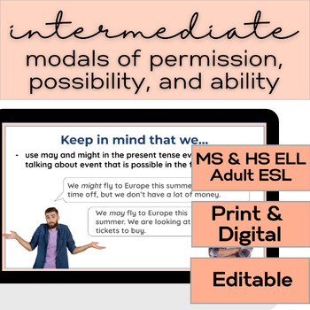 Preview of ESL-ELD Intermediate (B1 & B2) | Modals for Permission, Possibility, and Ability