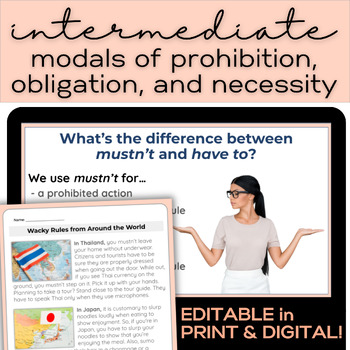 Preview of ESL-ELD Intermediate (B1 & B2) | Modals for Prohibition, Obligation, Necessity