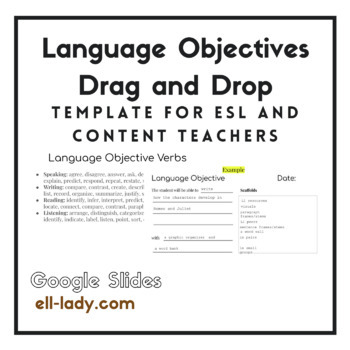 Preview of ESL ELD Language Objectives Template Drag and Drop Google Slides