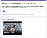 ESL/ELD Listening Practice: Grades 9-10